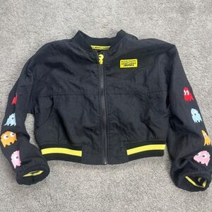 Justice Pac-Man Jacket Youth Girls Medium (10) Black Full Zip Gamer Retro